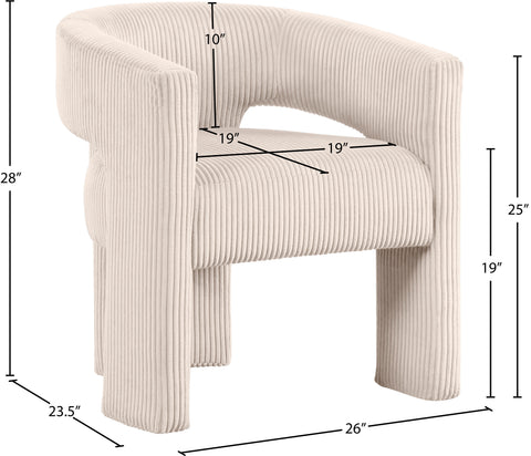 Noelle Beige Corduroy Upholstered Accent / Dining Chair, 1 Piece