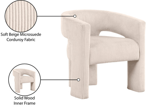 Noelle Beige Corduroy Upholstered Accent / Dining Chair, 1 Piece