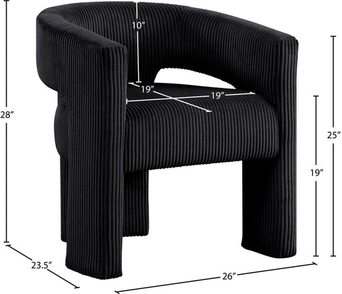 Noelle Black Corduroy Upholstered Accent / Dining Chair, 1 Piece