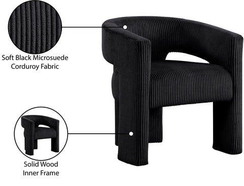 Noelle Black Corduroy Upholstered Accent / Dining Chair, 1 Piece