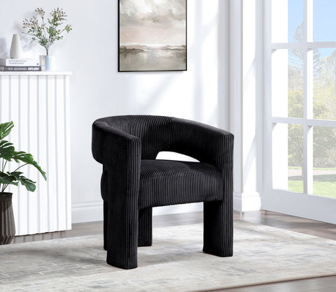 Noelle Black Corduroy Upholstered Accent / Dining Chair, 1 Piece