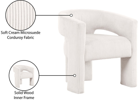 Noelle Cream Corduroy Upholstered Accent / Dining Chair, 1 Piece