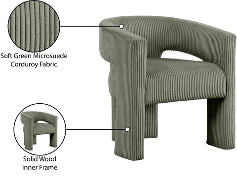 Noelle Green Corduroy Upholstered Accent / Dining Chair, 1 Piece