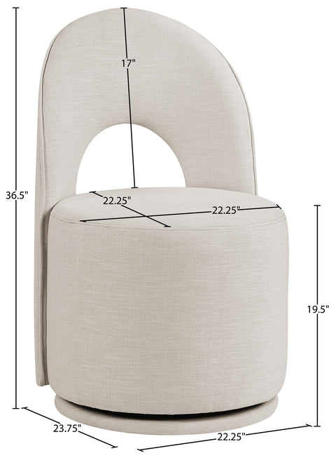 Orla Beige Linen Textured Performance Fabric Upholstered Dining Chair, 2-Piece