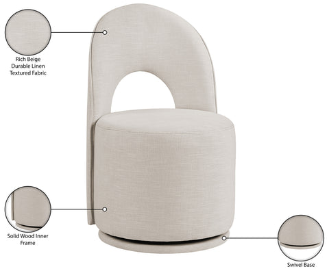 Orla Beige Linen Textured Performance Fabric Upholstered Dining Chair, 2-Piece