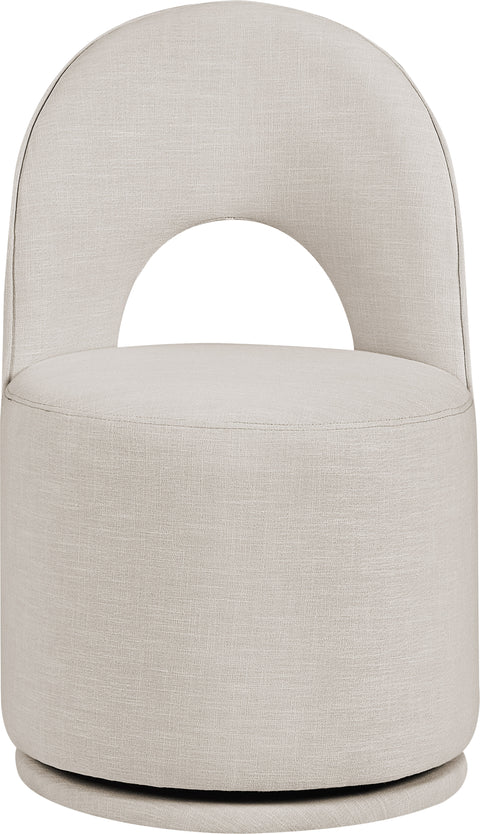 Orla Beige Linen Textured Performance Fabric Upholstered Dining Chair, 2-Piece