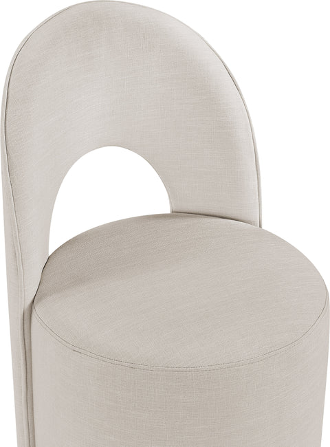 Orla Beige Linen Textured Performance Fabric Upholstered Dining Chair, 2-Piece