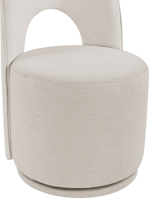 Orla Beige Linen Textured Performance Fabric Upholstered Dining Chair, 2-Piece