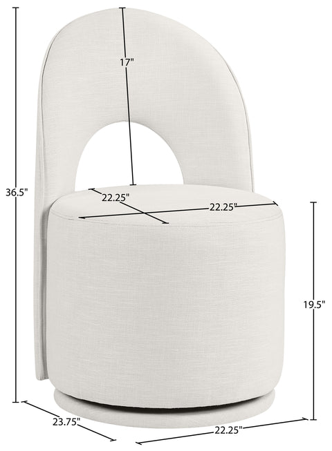 Orla Cream Linen Textured Performance Fabric Upholstered Dining Chair, 2-Piece