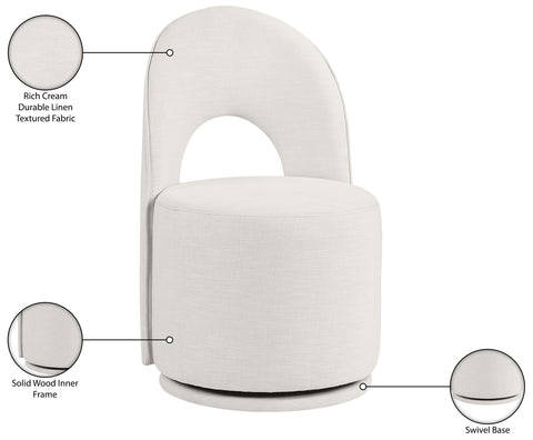 Orla Cream Linen Textured Performance Fabric Upholstered Dining Chair, 2-Piece