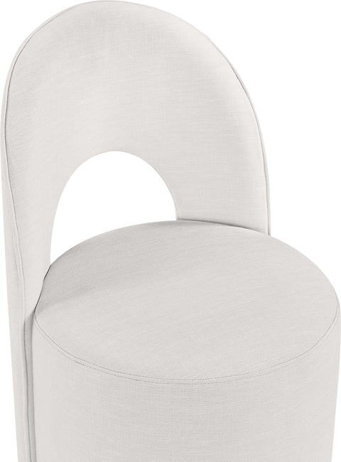 Orla Cream Linen Textured Performance Fabric Upholstered Dining Chair, 2-Piece