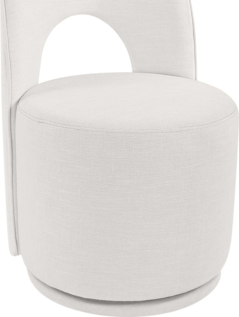 Orla Cream Linen Textured Performance Fabric Upholstered Dining Chair, 2-Piece