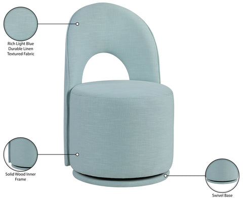 Orla Blue Light Linen Textured Performance Fabric Upholstered Dining Chair Light Blue , 2-Piece