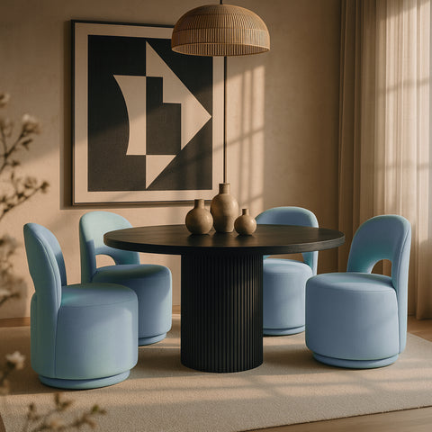 Orla Blue Light Linen Textured Performance Fabric Upholstered Dining Chair Light Blue , 2-Piece
