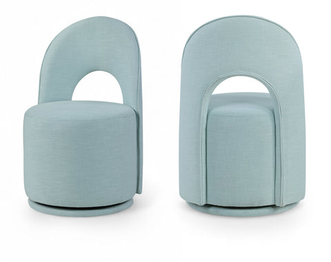 Orla Blue Light Linen Textured Performance Fabric Upholstered Dining Chair Light Blue , 2-Piece