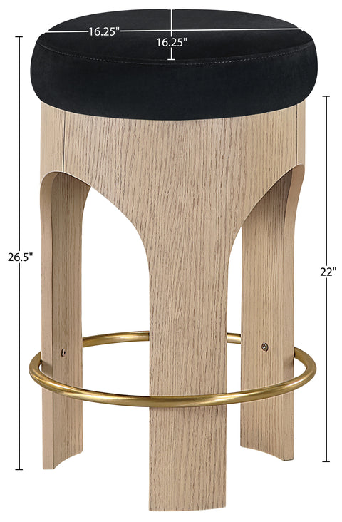 Prescott Black Velvet Upholstered Counter Stool , 1 Piece (Style 1)