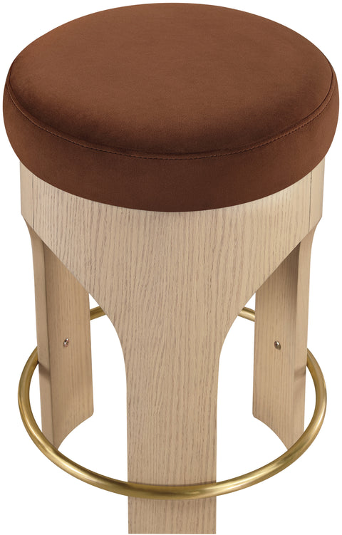 Prescott Cognac Velvet Upholstered Counter Stool , 1 Piece (Style 1)