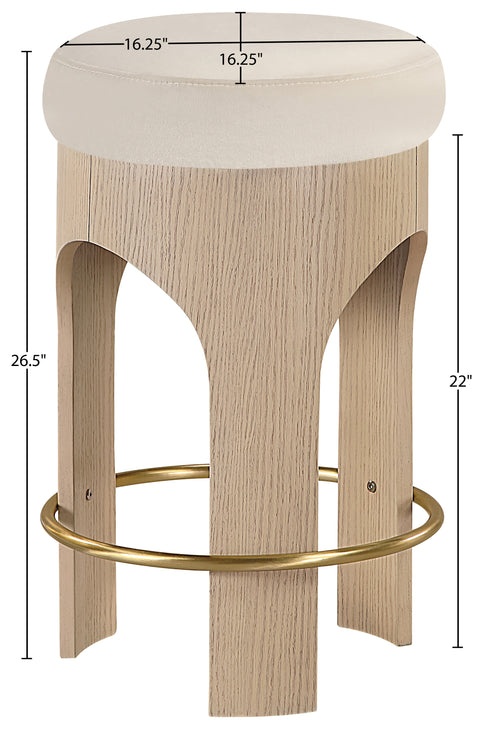 Prescott Cream Velvet Upholstered Counter Stool , 1 Piece (Style 1)