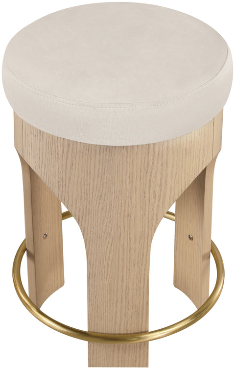 Prescott Cream Velvet Upholstered Counter Stool , 1 Piece (Style 1)