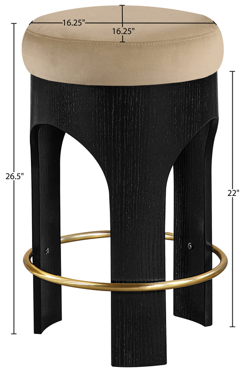 Prescott Beige Velvet Upholstered Counter Stool , 1 Piece (Style 1)
