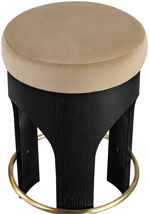 Prescott Beige Velvet Upholstered Counter Stool , 1 Piece (Style 1)