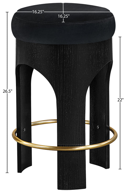 Prescott Black Velvet Upholstered Counter Stool , 1 Piece (Style 2)
