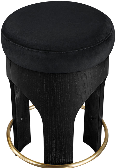 Prescott Black Velvet Upholstered Counter Stool , 1 Piece (Style 2)