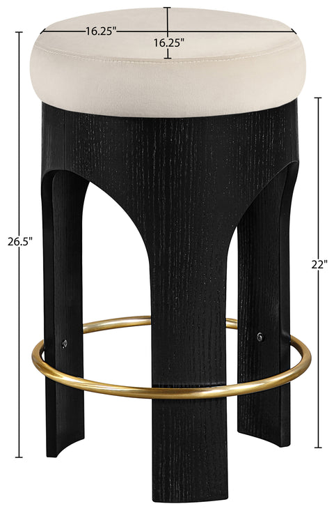 Prescott Cream Velvet Upholstered Counter Stool , 1 Piece (Style 2)