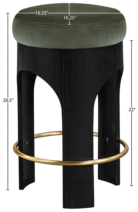 Prescott Green Velvet Upholstered Counter Stool , 1 Piece (Style 1)