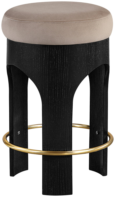 Prescott Taupe Velvet Upholstered Counter Stool , 1 Piece (Style 1)