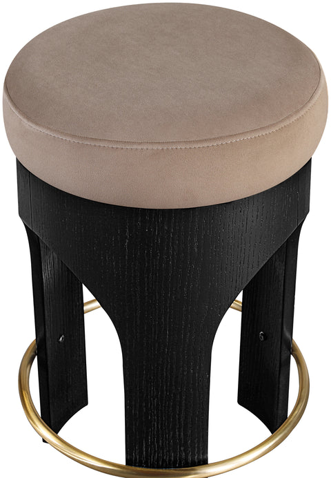 Prescott Taupe Velvet Upholstered Counter Stool , 1 Piece (Style 1)