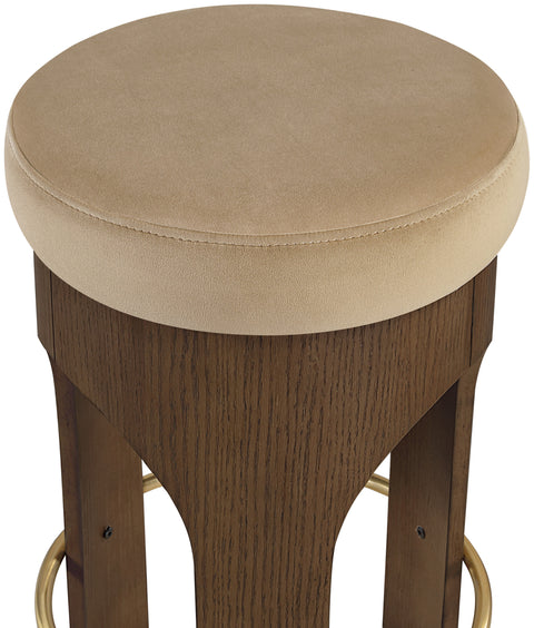 Prescott Beige Velvet Upholstered Counter Stool , 1 Piece (Style 2)