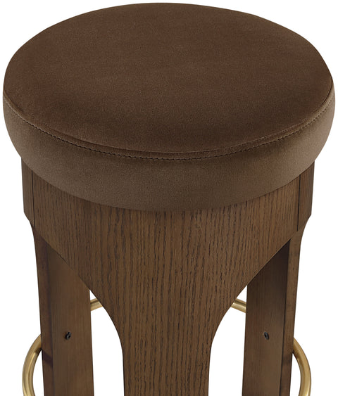 Prescott Brown Velvet Upholstered Counter Stool , 1 Piece (Style 2)