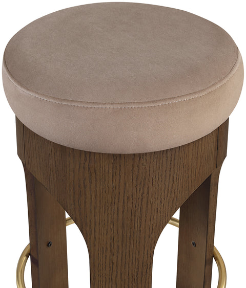 Prescott Taupe Velvet Upholstered Counter Stool , 1 Piece (Style 2)