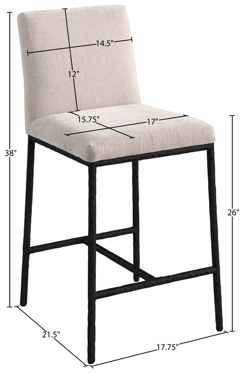 Florence Beige Chenille Fabric Upholstered Counter Stool , 2-Piece (Style 1)