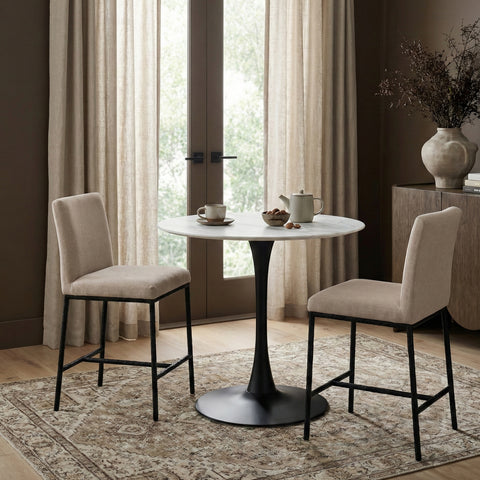 Florence Beige Chenille Fabric Upholstered Counter Stool , 2-Piece (Style 1)