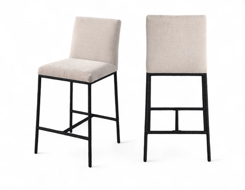 Florence Beige Chenille Fabric Upholstered Counter Stool , 2-Piece (Style 1)