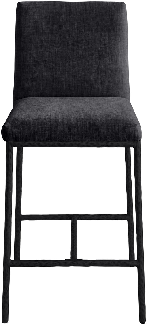 Florence Black Chenille Fabric Upholstered Counter Stool , 2-Piece (Style 1)