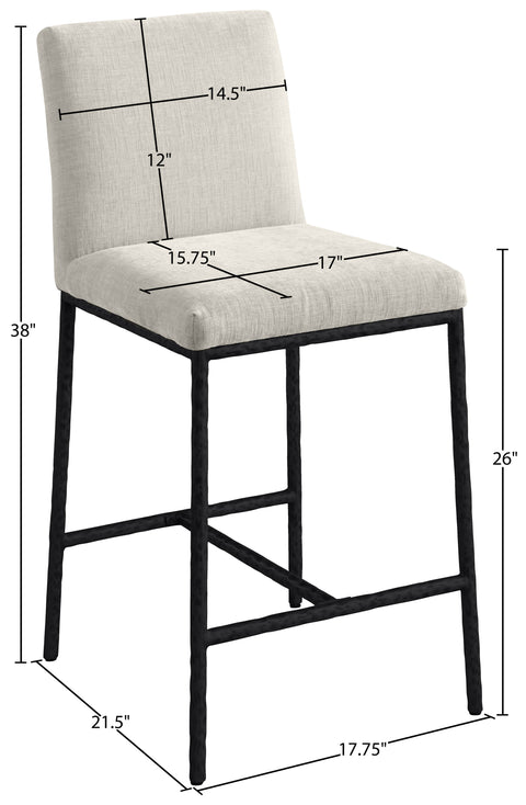 Florence Cream Chenille Fabric Upholstered Counter Stool , 2-Piece (Style 1)