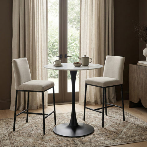 Florence Cream Chenille Fabric Upholstered Counter Stool , 2-Piece (Style 1)