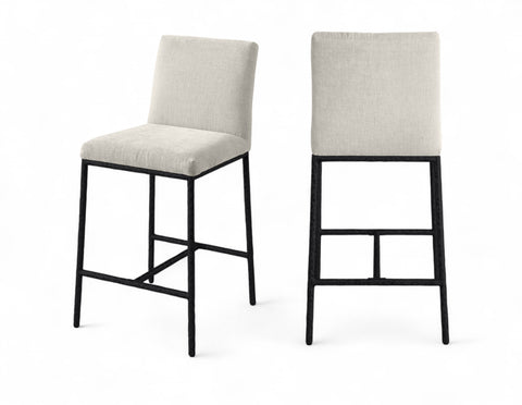Florence Cream Chenille Fabric Upholstered Counter Stool , 2-Piece (Style 1)