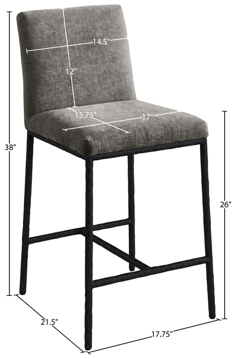 Florence Grey Chenille Fabric Upholstered Counter Stool , 2-Piece (Style 1)