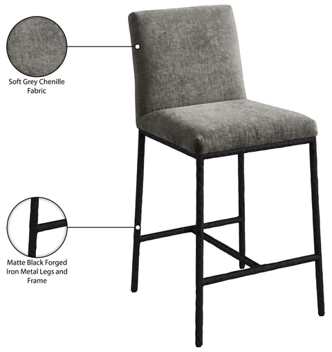 Florence Grey Chenille Fabric Upholstered Counter Stool , 2-Piece (Style 1)