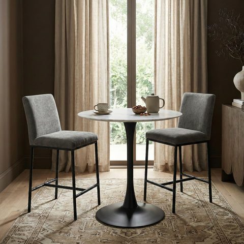 Florence Grey Chenille Fabric Upholstered Counter Stool , 2-Piece (Style 1)
