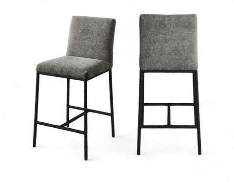 Florence Grey Chenille Fabric Upholstered Counter Stool , 2-Piece (Style 1)