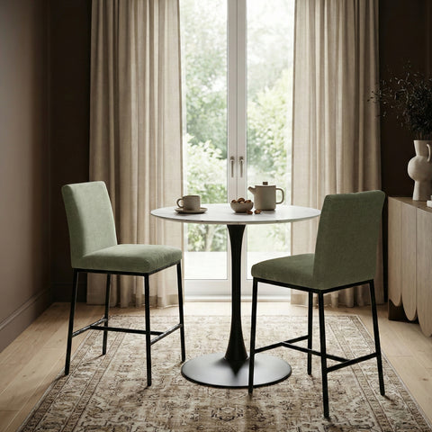 Florence Mint Chenille Fabric Upholstered Counter Stool, 2-Piece
