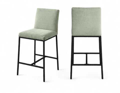 Florence Mint Chenille Fabric Upholstered Counter Stool, 2-Piece
