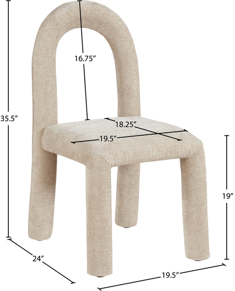 Quinn Beige Chenille Fabric Upholstered Dining Chair, 2-Piece