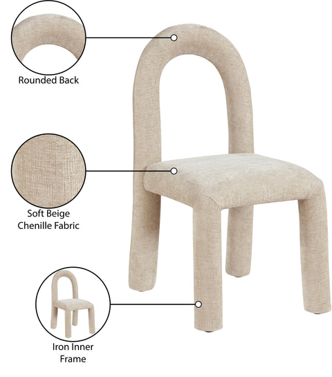 Quinn Beige Chenille Fabric Upholstered Dining Chair, 2-Piece