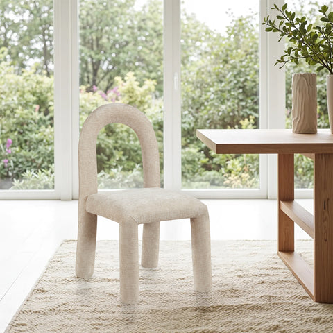Quinn Beige Chenille Fabric Upholstered Dining Chair, 2-Piece